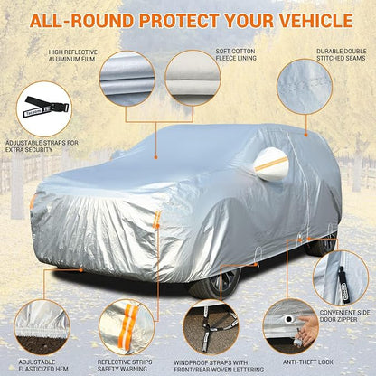 Tecoom Car Cover Waterproof All Weather, Fleece Lining - Image 3