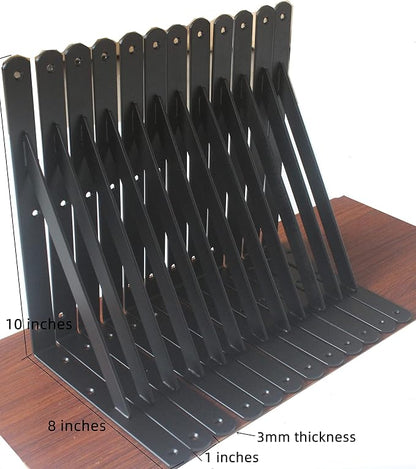6 Pack L10 x H 8" Black Heavy Duty Shelf Brackets - Image 2