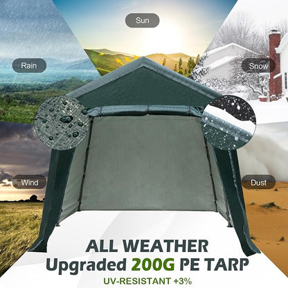 ERGOMASTER 8 Ft x 14 Ft Outdoor Carport Patio Storage Shelter Metal Frame and - Image 3