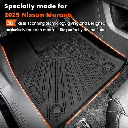 KMF Custom Fit Floor Mats for Nissan Murano 2025 Accessories, All Weather 3D - Image 2