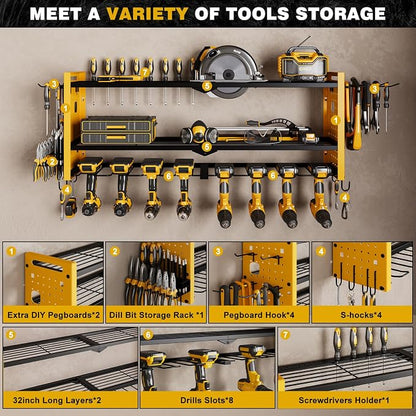 Power Tool Organizer Wall Mount, Cordless Drill Hanger Storage Rack 8 Drill - Image 3