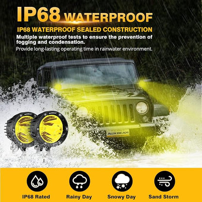 Auxbeam C4 Series 4 Inch 72W Amber Round LED Pods Spot Beam Automotive Offroad - Image 4