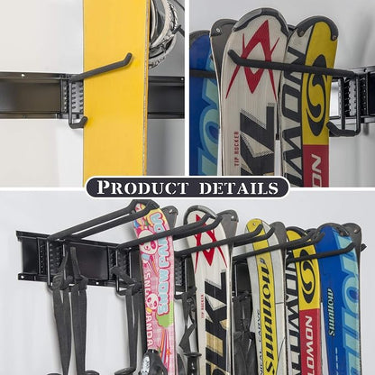 WALMANN Garage Storage Organization System Ski Wall Rack 10 Pairs of Skis Mount - Image 5