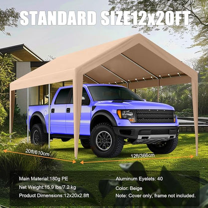 12'x20' Canopy Replacement Cover, Beefull Carport Replacement Canopy - Image 4