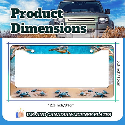 Sea Turtle License Plate Frame Seaside Beach Stainless Steel License Plate - Image 3