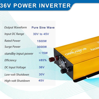 1500W Pure Sine Wave Inverter-36V DC to 110V 120V AC Power Converter - Image 5