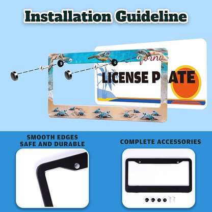 Sea Turtle License Plate Frame Seaside Beach Stainless Steel License Plate - Image 4
