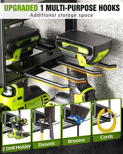 MAXIFFE 4 Layer Power Tool Organizer Wall Mount, Heavy Duty Metal Cordless Tool - Image 3