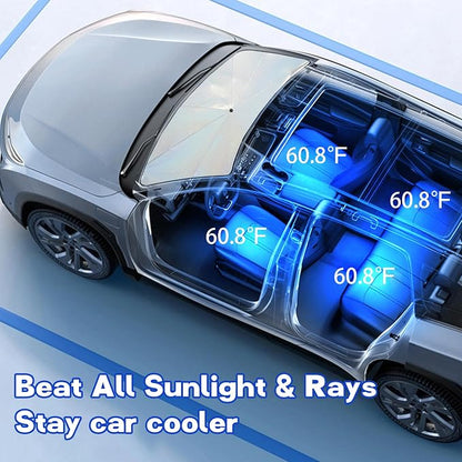 Windshield Sun Shade Umbrella, Portable Foldable, Spring Structure Wind Shield - Image 2