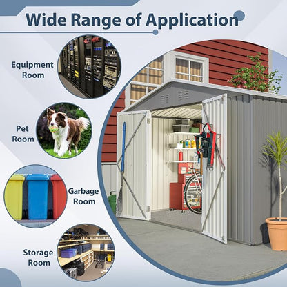 10×8 FT Metal Outdoor Storage Shed, Large Garden Sheds - Image 7