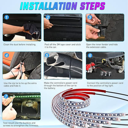 Nilight 6Pcs Car Underglow Neon Accent Strip Lights 300 LEDs RGB Multi Color - Image 3