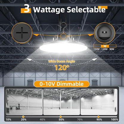 9 Pack 480V LED High Bay Light UL DLC Listed UFO Light 150W 100W 80W Adjustable - Image 3