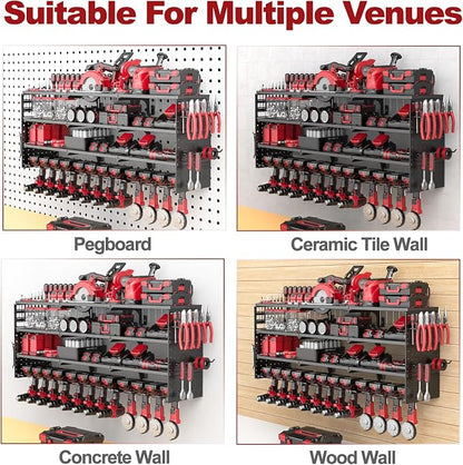 52" W Large Power Tool Organizer Wall Mount -12 Drill Holder - Image 6