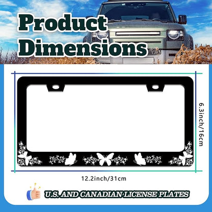 Black White Butterfly License Plate Frame Funny Butterflies License Plate Holder - Image 3