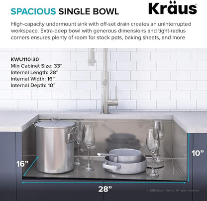 KRAUS Kore Workstation 30-inch Undermount 16 Gauge Stainless Kitchen Sink - Image 3