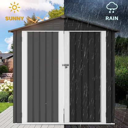 DWVO 6x4ft Storage Shed for Outdoors, Metal Sturdy Weatherproof Tool Locker - Image 4