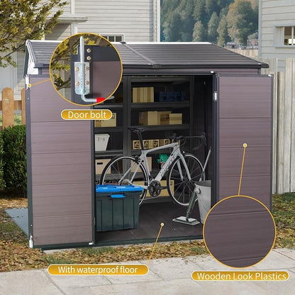 8x6 FT Outdoor Storage Shed, Resin Garden Shed - Image 5