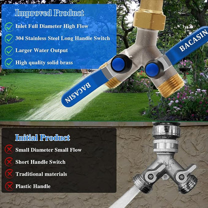 Brass Garden Hose Splitter, Garden Hose Splitter 2 Way Heavy Duty, - Image 3