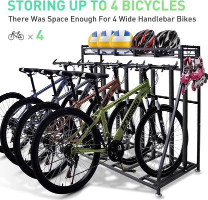 4 Bike Stand Rack with Storage – Bike Rack Floor Stand- Garage Organizer - Image 6