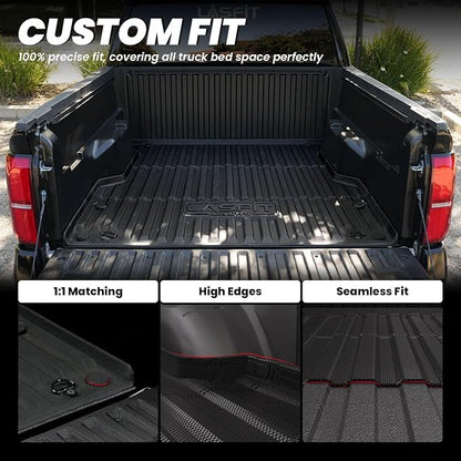 LASFIT Bed Mat for Toyota Tacoma 2024 2025 Truck Bed, All Weather 5 ft Rubber - Image 3