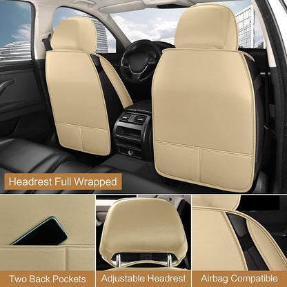 Pariitadin Leather Car Seat Covers Full Set, Waterproof Breathable Faux Leather - Image 2