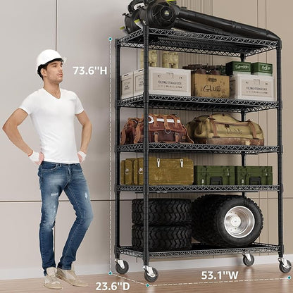 IZEUK Garage Shelving Wide Storage Shelves 5 Tier Metal Shelves Heavy Duty - Image 3