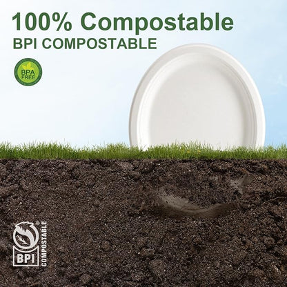 WELLIFE 100% Compostable Oval Paper Plates 12 Inch, Biodegradable Bagasse - Image 5