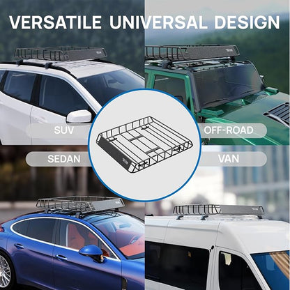 TUFFIOM 46"x 36"x 6" Universal Rooftop Cargo Carrier Basket, Heavy Duty Steel - Image 6