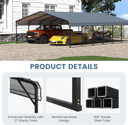 EROMMY 20x40 FT Metal Carport, Heavy Duty Carports - Image 4