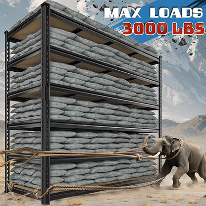 83.8" H Garage Shelving 59.8" W Metal Shelving 3000LBS Storage Shelves Heavy - Image 3