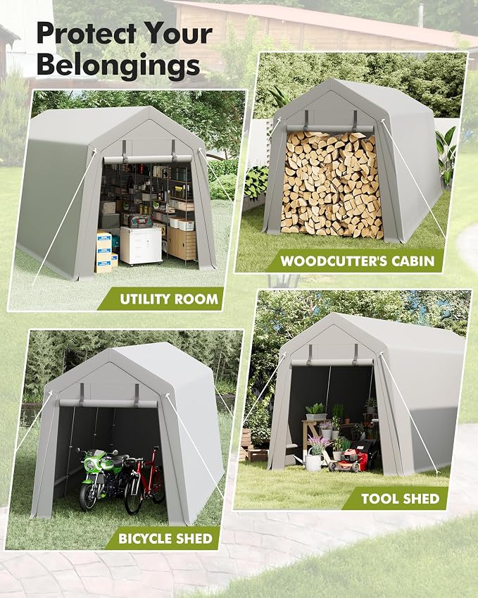 TrailBlaze 7x12ft Outdoor Portable Storage Shelter Shed, Carport Storage Shed - Image 6