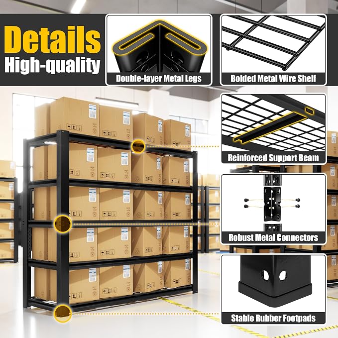 PrimeZone Heavy Duty Garage Shelving 5 Tier Heavy Duty Storage Shelves - Image 6