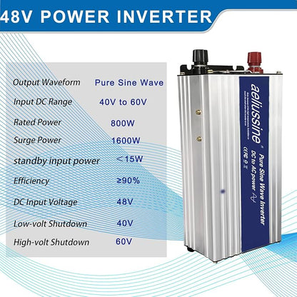 800W Pure Sine Wave Inverter-48V DC to 110V 120V AC Power Converter - Image 4