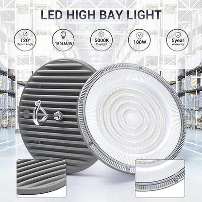 15 Pack 100W UFO Led High Bay Light, IP66 Waterproof, 15050LM 5000K Daylight - Image 5