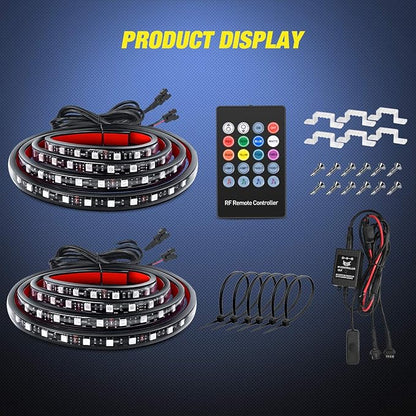 Nilight - TL-31 2PCS 60Inch RGB Truck Bed Light Strip Kit 180 LED RF Remote - Image 9