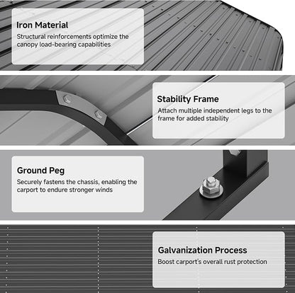 Real Relax 10x15ft Heavy Duty Metal Carport - Image 4