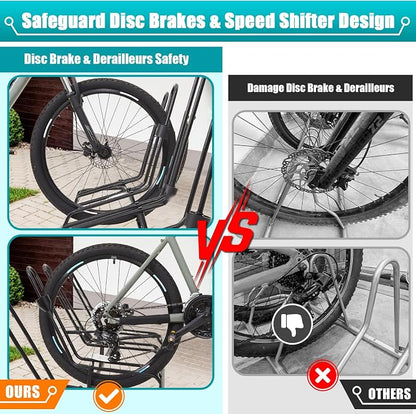 Floor Bike Rack for 4 Bikes, Bike Stand Anti-Collision Protects Disc Brake & - Image 2