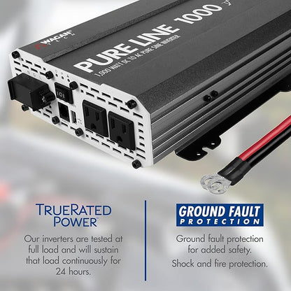 Wagan EL3804 Pure Line Inverter 1000 Watt DC 12V to 110V AC Car Pure Sine Wave - Image 3
