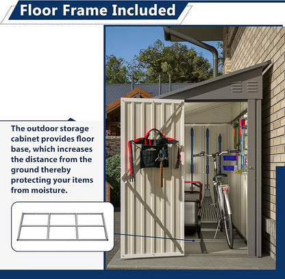 Shed Lean to Storage Shed, Outdoor 4' x 8' Metal Wall Side Storage Sheds & - Image 4