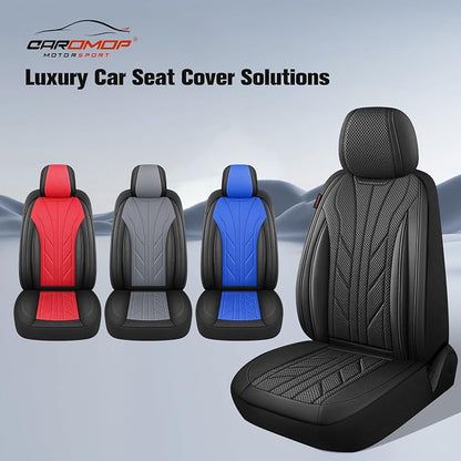 CAROMOP Luxury Faux Leather&Fabric Car Seat Covers Full Set - Image 7