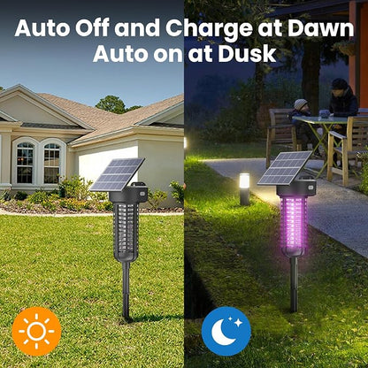 Solar Bug Zapper Outdoor, Garden Mosquito Zapper Waterproof & Cordless & - Image 4