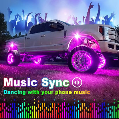 YiLaie RGB LED Rock Lights, 60 LEDs High Brightness Multifunction Neon - Image 2
