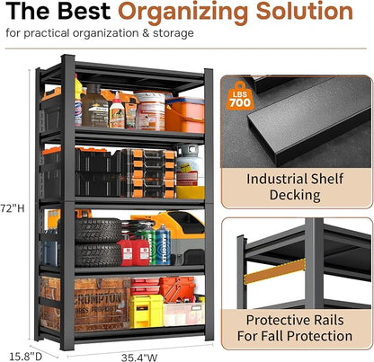 72" H Garage Shelving 5 Tier Shelving Unit, 3500Lbs Adjustable Metal Garage - Image 2
