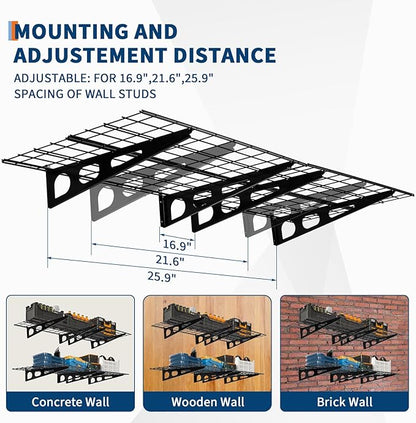 2 Pack 2x6ft Garage Storage Shelving Wall Mounted, 24-inch-by-72-inch 1600 Lbs - Image 5