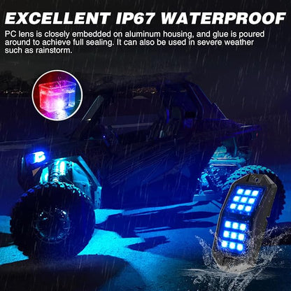 Nilight RGB LED Rock Lights Kit 6 PCS 18LED Wide Angle Wheel Well Light - Image 7
