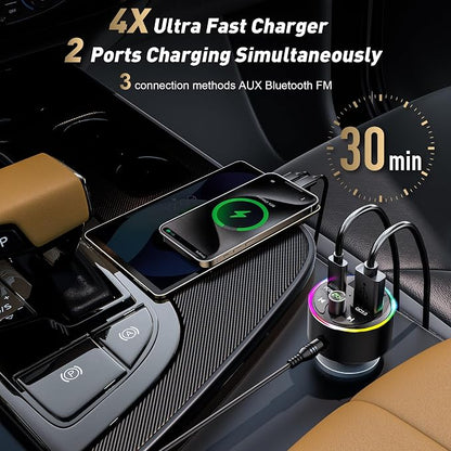 FM Transmitter Bluetooth 5.3, 54W Fast USB Car Charger Cigarette Lighter - Image 5