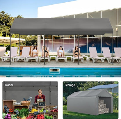 Carport, 10‘ x 20’ Heavy Duty Portable Garage All-Season Car Canopy w/Removable - Image 7