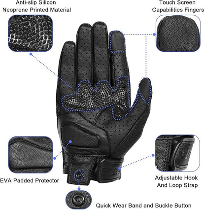 Updated Men’s Leather Motorcycle Gloves - Image 3