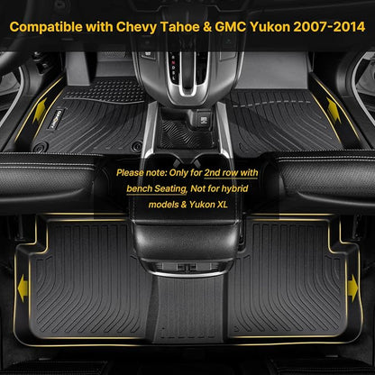 GINOWY- Floor Mats for Chevy Tahoe 2007-2014, for GMC Yukon, TPE All Weather - Image 7