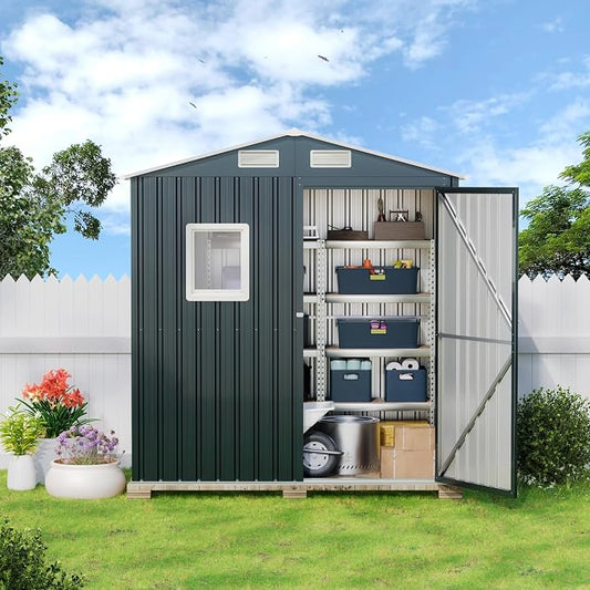 6X4X6.5 FT Compact Vertical Outdoor Steel Storage Shed by MISTMO